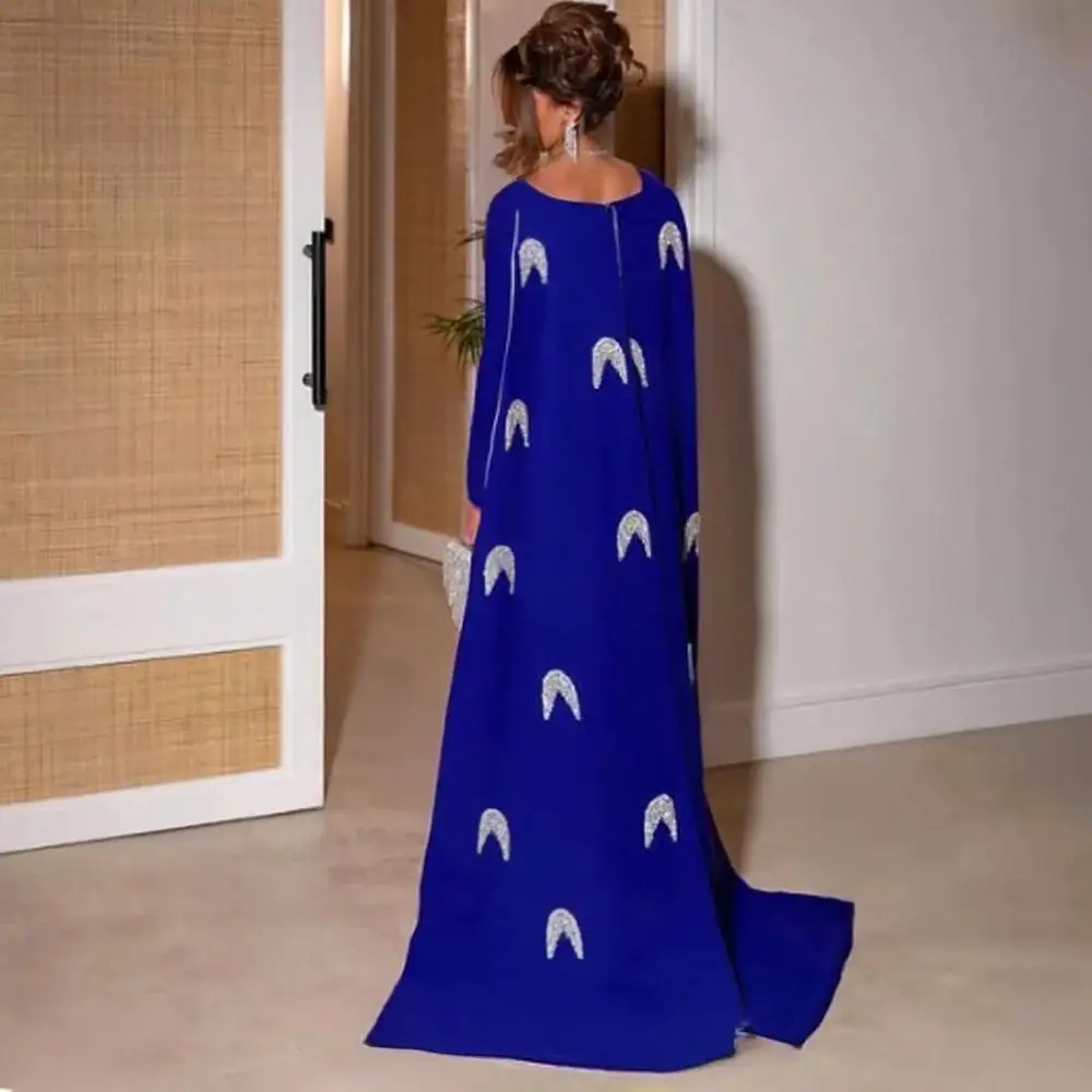 Robe de soirée en Satin et cristal, tempérament personnalisé, haute qualité, manches longues, col rond, longueur au sol, robes d'occasion sur mesure