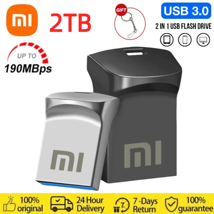 Xiaomi-Metal Flash Drives de Alta Velocidade, Unidade USB Portátil, Disco Memória à Prova D 'Água, Disco Flash, 1TB, 2TB, 512GB, 256GB, USB 3.0