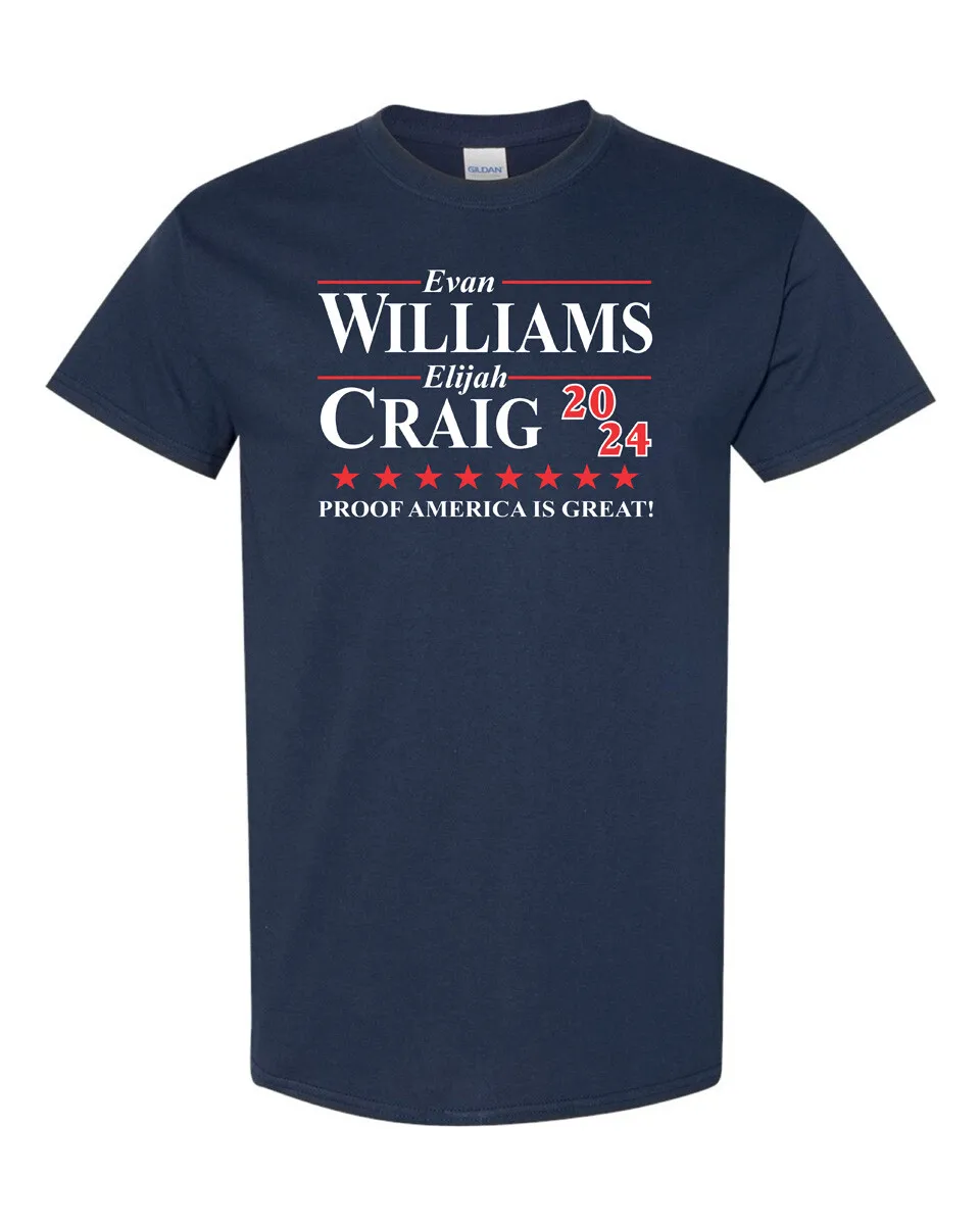 Evan Williams y Elijah Craig Bourbon 2024 Proof America es una gran camiseta 321