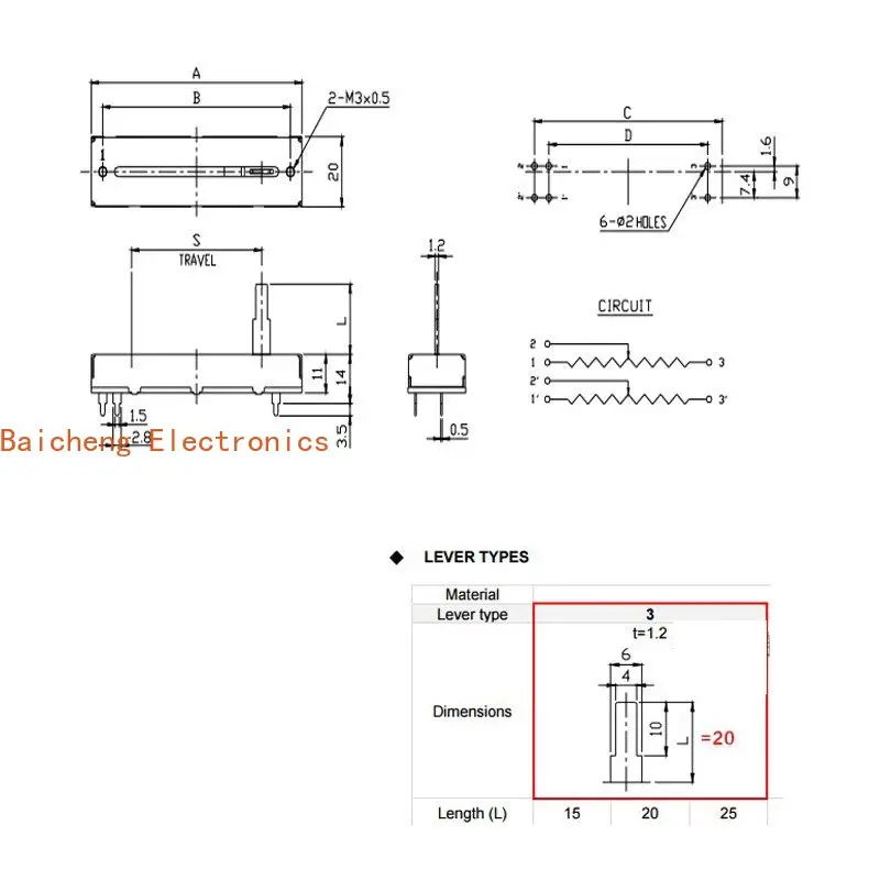 5PCS Direct sliding potentiometer B50Kx2 track type 73MM RF45T12G3203 mixing console sliding