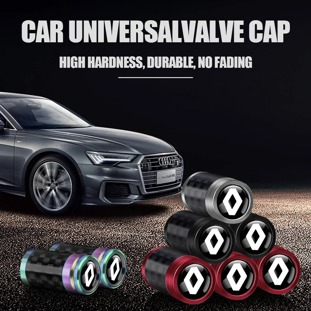 Pegatina para coche, 4 Uds., accesorios para coche, tapas de válvula de fibra de carbono para ruedas de coche, para Renault Megane 2 Clio 4 Captur Radio Logan Du