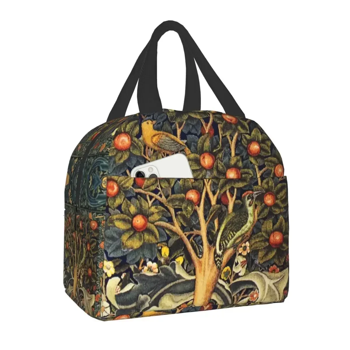 William Morris Forest Animals Thermal Insulated Lunch Bag Portable Lunch Box for Women Kids Floral Art Outdoor Picnic Food Bags