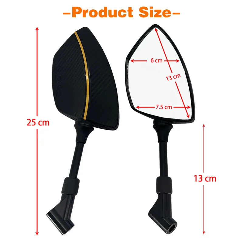 2 Stück universelle 8/10-mm-Motorrad-Rückspiegel für MT-03, MT-07, Z650, Z750, Z900 – konvexe Seitenspiegel. – Detail 4