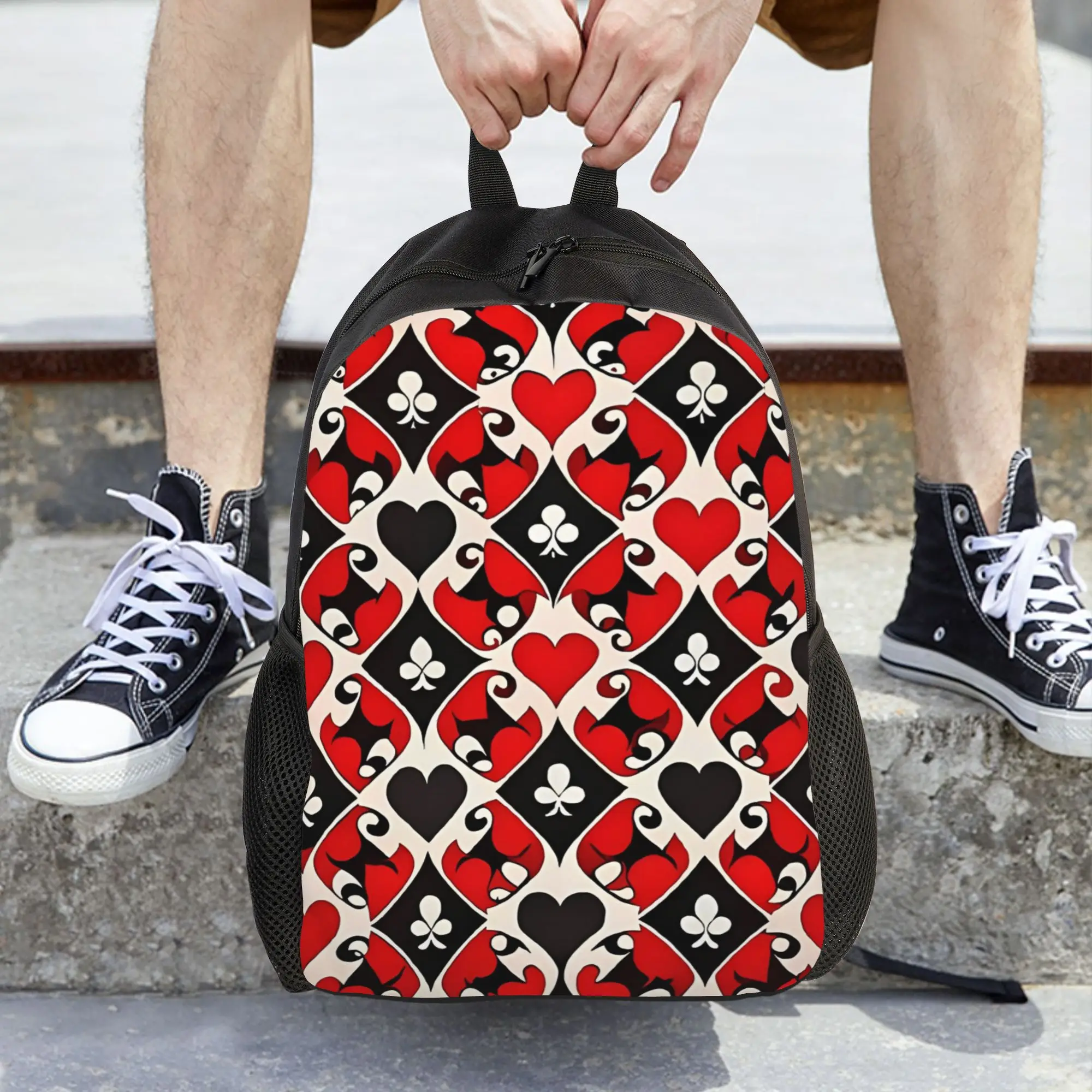 

Рюкзак для женщин с принтом игральных карт и покера, классический детский школьный рюкзак, рюкзак для ноутбука, дорожная сумка через плечо для мальчиков и девочек