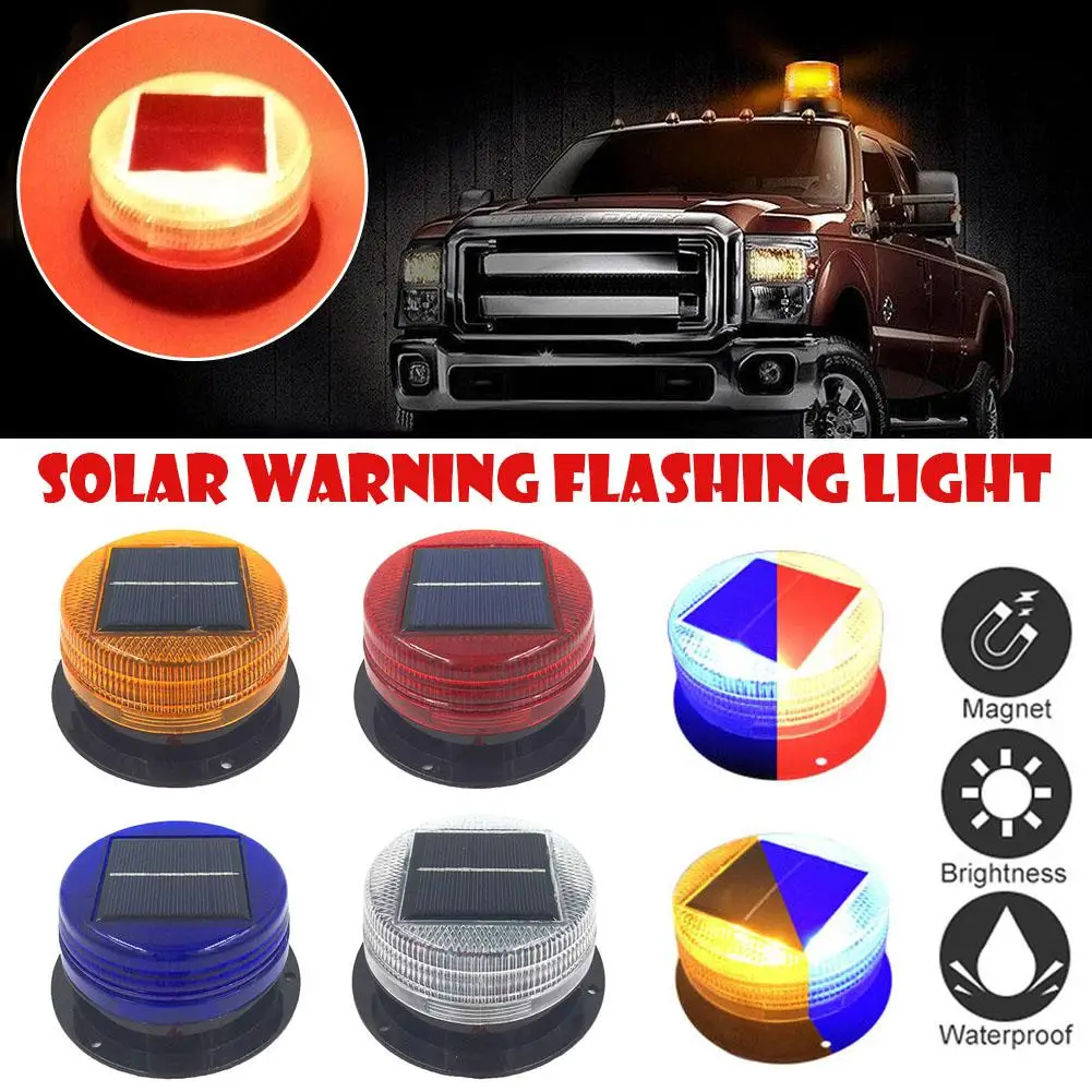 New Solar Power 8 LED Magnetic Warning Light For Car Truck Vehicle Strobe Beacon Amber Lamp Emergency Signal Automatic Sensor