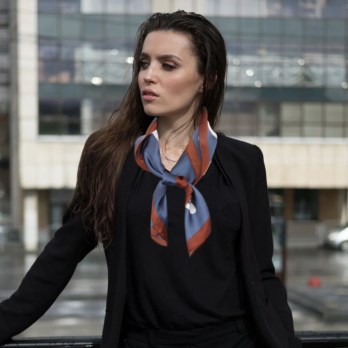 

1pc Women Scarf Kerchief Square Kerchief Silk Neck Scarves Office Bandana Flight Attendant Elegant Smooth Gift