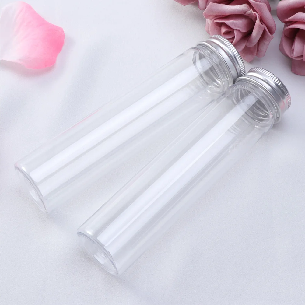 6PCS 110ml Plastic Clear Test Tubes Flat-bottomed Candy Travel Lotion Containers with Screw Caps