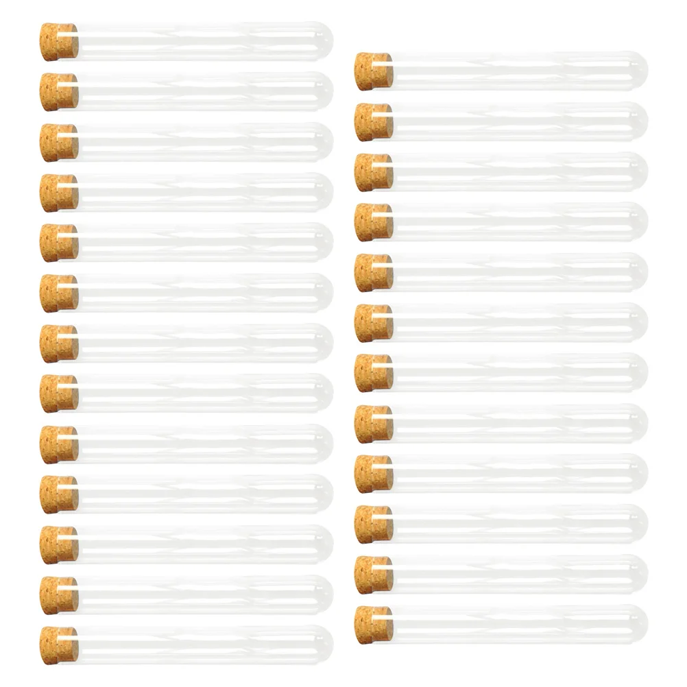 

25PCS Clear Plastic Test Tubes with Cork Stoppers for Scientific Experiments, Party, Storage plastic test tubes with stoppers