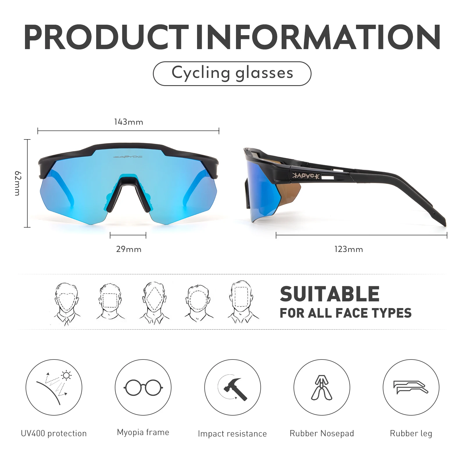 Kapvoe Photochromic Sunglasses Cycling Glasses Polarized MTB Goggles Women Outdoor Bike Sports Man UV400 Riding Bicycle Eyewear