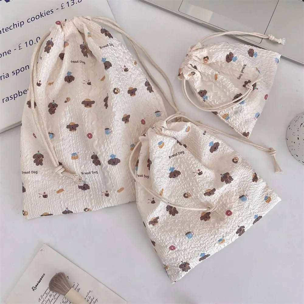 3 pçs/set kawaii cordão saco de armazenamento impressão moeda bolsa portátil sacos de higiene compõem bolsa saco grande capacidade