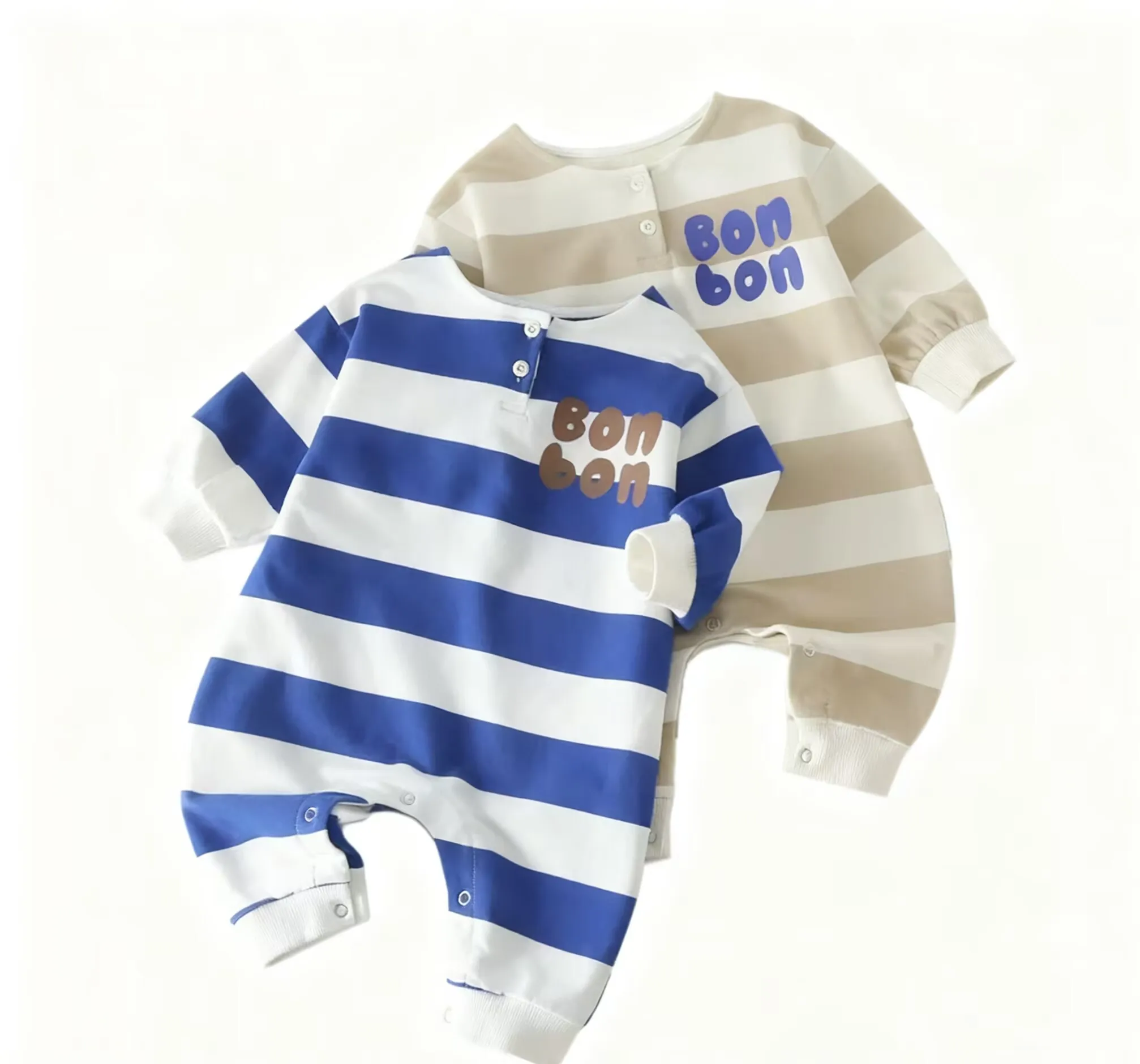 Cozy Autumn Baby Outfit Soft Fresh Striped Long Sleeve Onesie 100% Cotton Romper for Daily Wear Comfortable Infant Jumpsuit