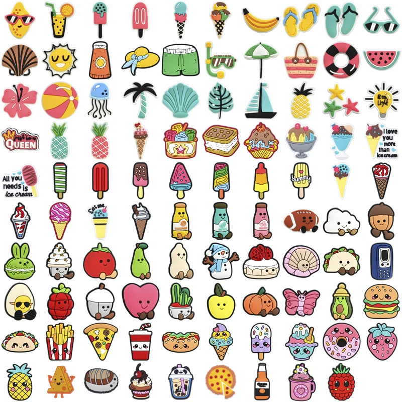 

93-115 Pieces Bulk Shoe Charms for Crocs Accessories Popsicle Shoes Charm for Croc Decorations Pins Men Jeans Woman Clogs Clips