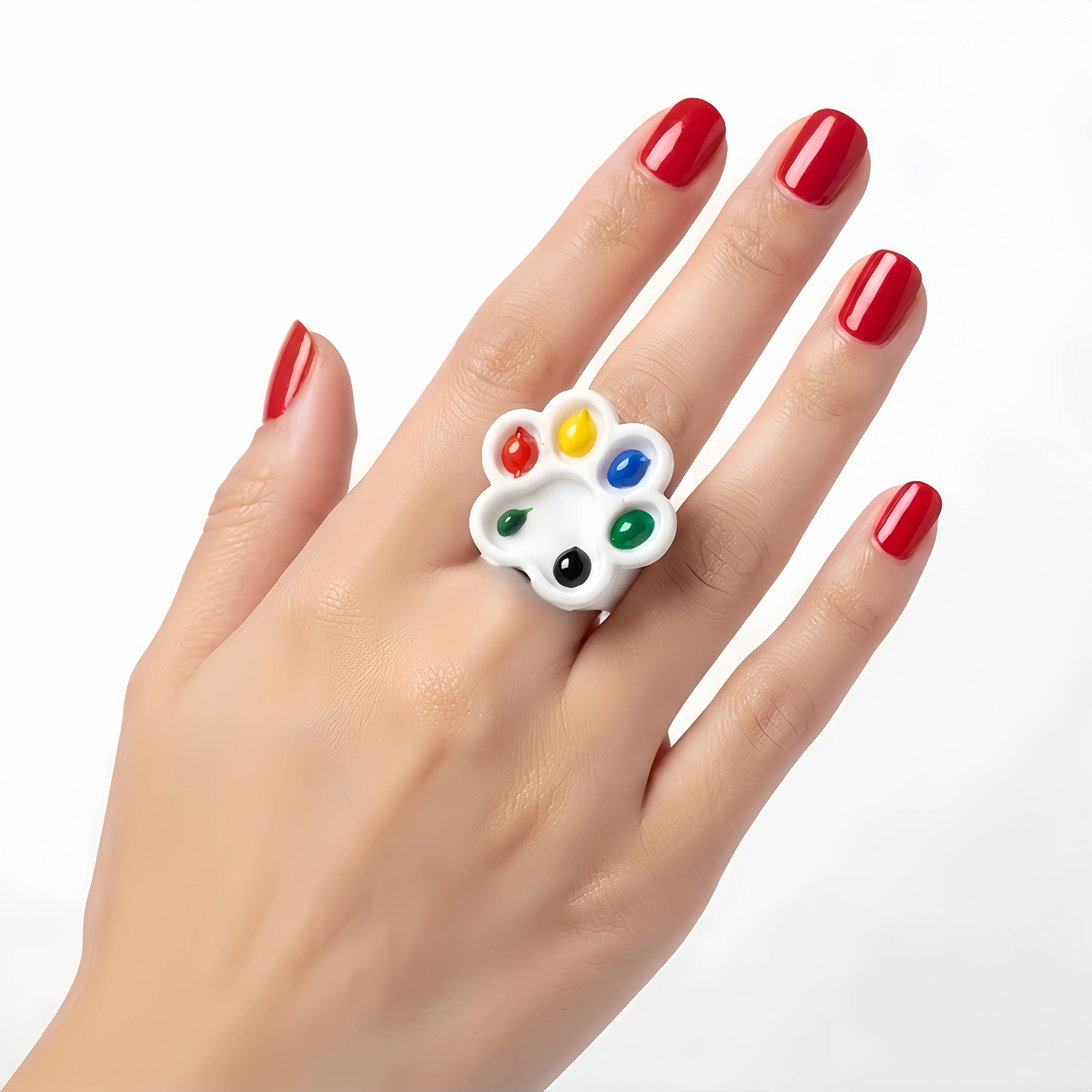 Cute cat paw ring style color palette, 2 sizes of ring color palette, hand drawn mini pigment distribution tray