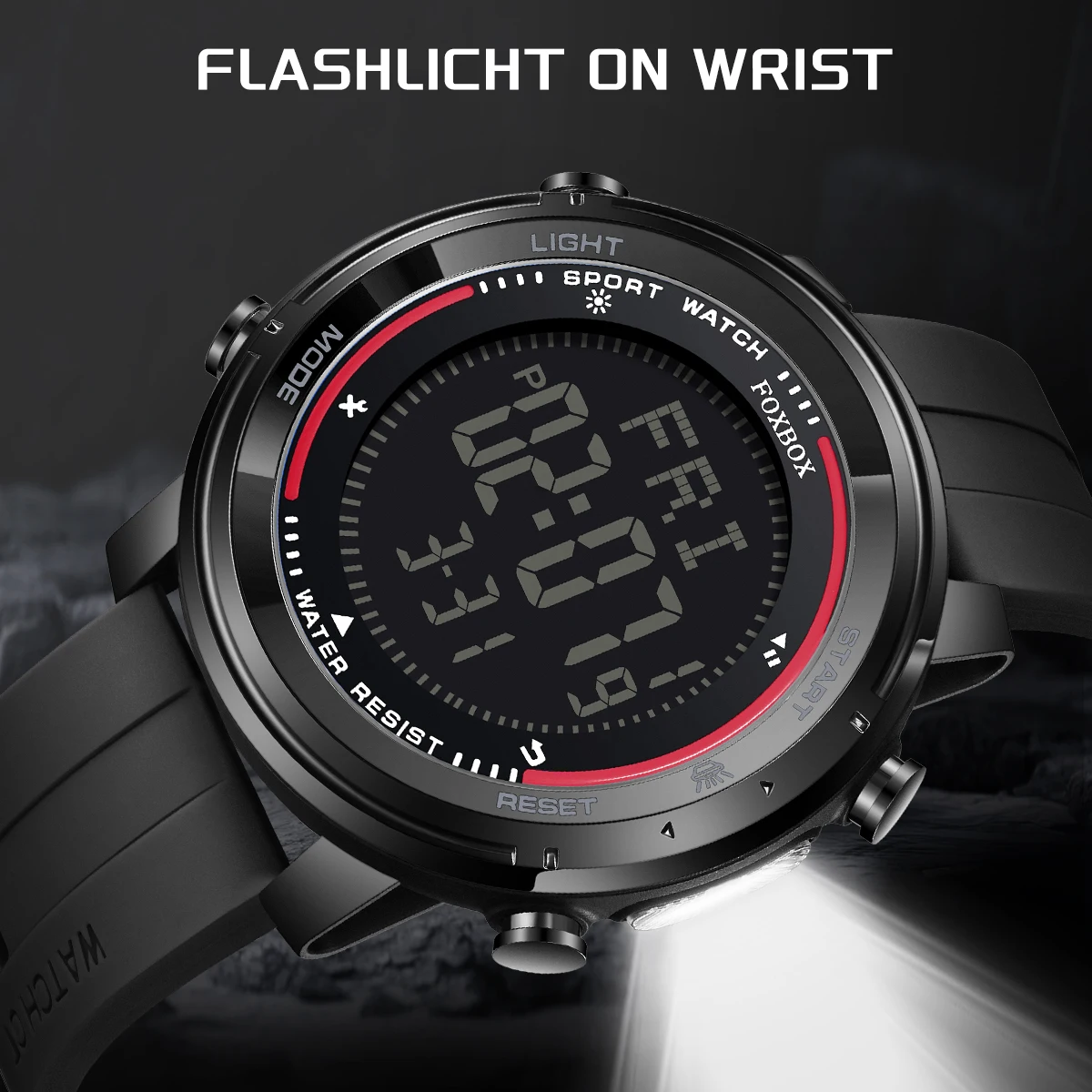 Relojes digitales LIGE, relojes de pulsera con linterna LED deportiva para hombre, reloj resistente al agua hasta 50m, cronómetro con luz Digital, reloj militar para hombre