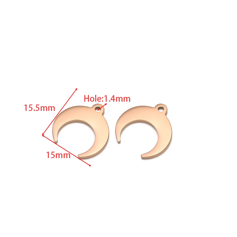 5 قطعة 18 كيلو الذهب فراغ مطلي الفولاذ المقاوم للصدأ القمر السحر للحرف اليدوية صنع المجوهرات عقد دي اي واي المعلقات أقراط المواد #3