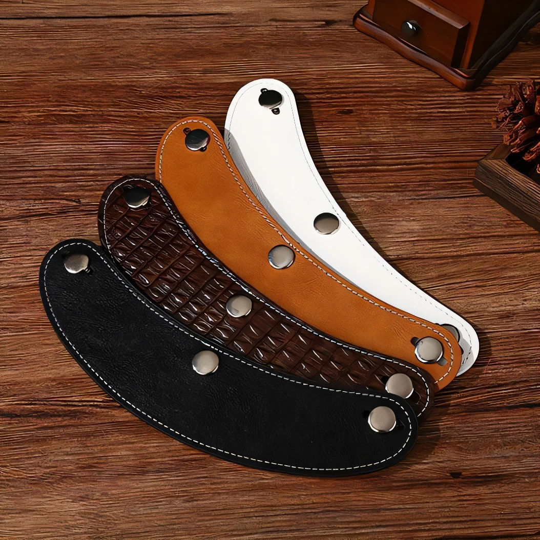 Retro 3 Pin Helmet Visor Brim Leather Removable For Scooter Bike Motorcycle Helmet Brim Flip Up Windshield Rain Sun Protection