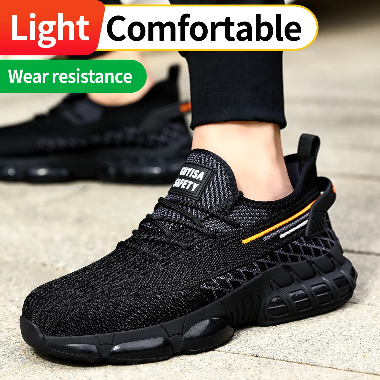 Safety Shoes Steel Toe Boots Anti puncture Anti impact Lightweight Wear resistant ElasticBreathable Soft Work Security Shoes ﻿