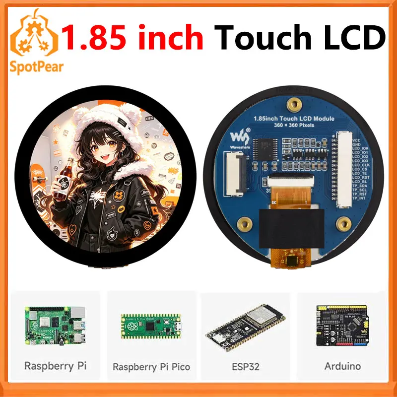 1.85inch LCD TouchScreen Display 360×360 ST77916 For Arduino /Raspberry Pi /ESP32 /Pico /STM32