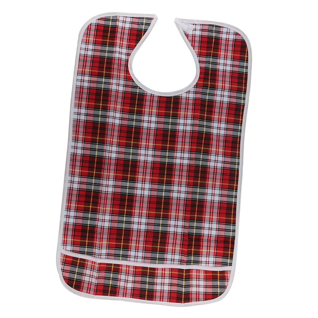 Adult Mealtime Waterproof Bib Reusable Cloth Protector Anti-oil Apron for Bedridden Dining Support