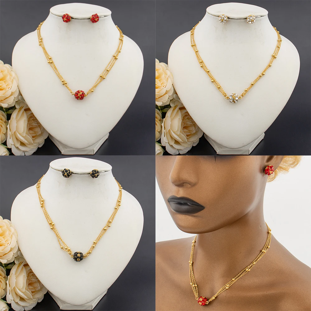 

Fashion Necklace and Earrings Luxury 18k Gold Plated Jewelry Set for Women Bridal Jewellery Sets Wedding African Banquet Gift