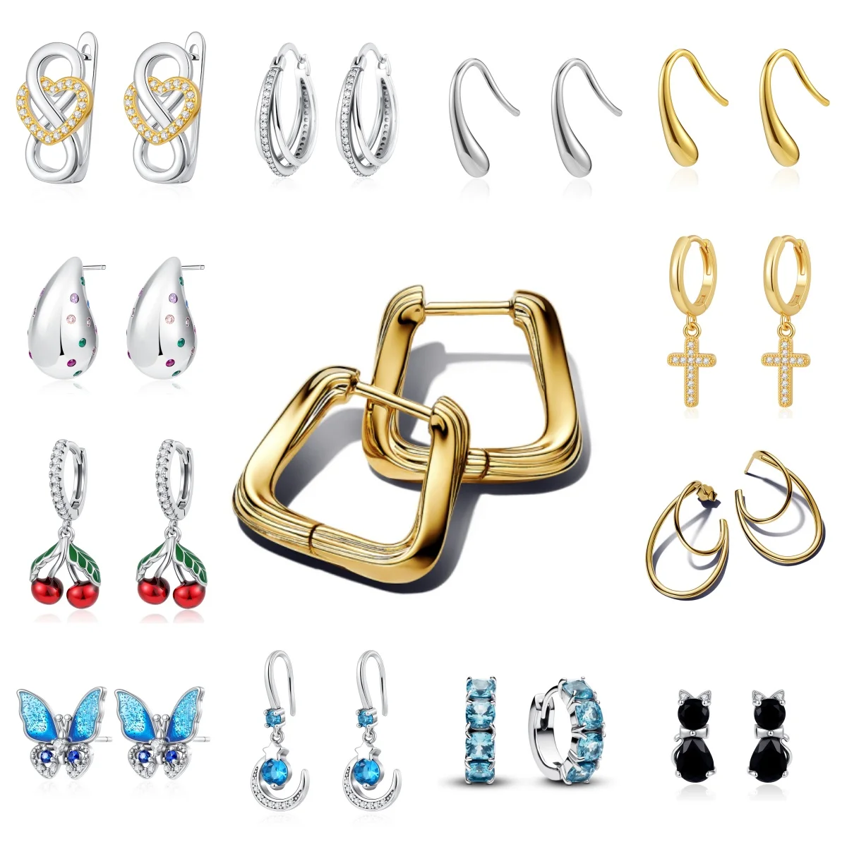 

Квадратные женские серьги из серебра 925 пробы с бабочкой, серьги-крестики из вишневого золота 2025 года, популярные женские эстетические серьги серии