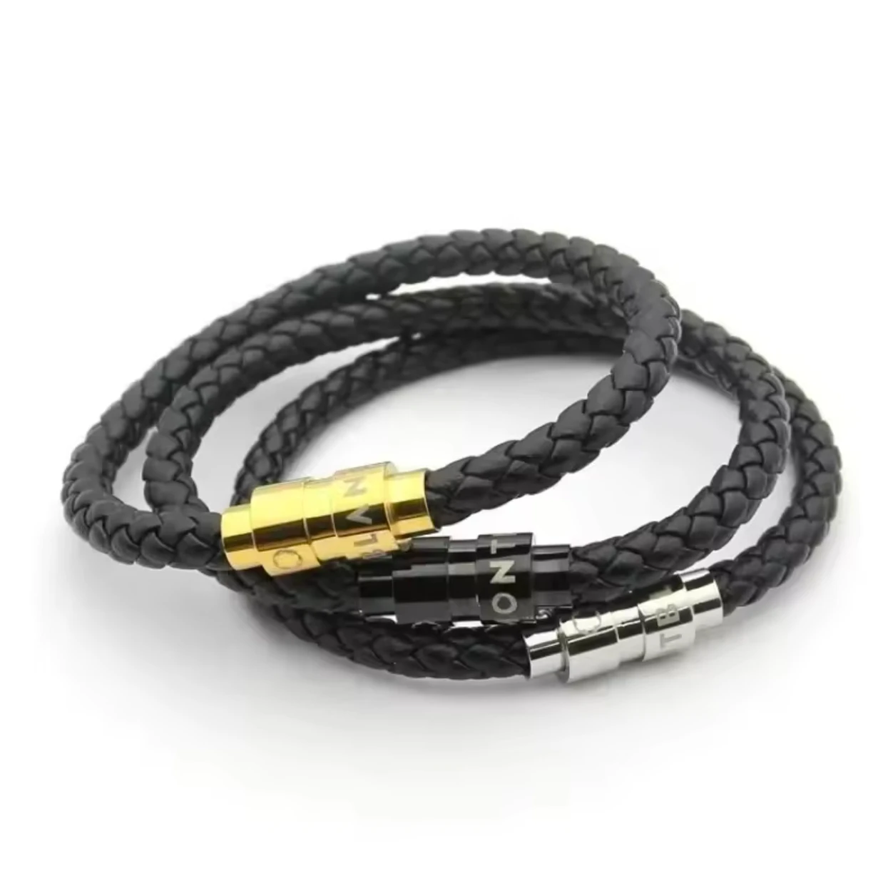 MB الرجال بالجملة سوار من الجلد المضفر بمشبك مغناطيسي #2