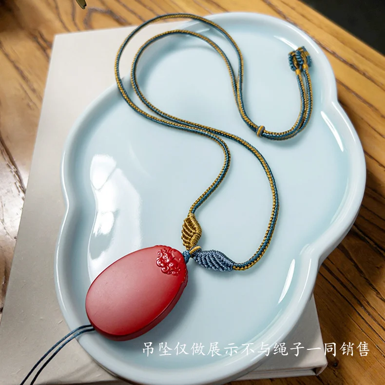 Angel Wings High-grade Handmade Rope Gold Pendant Rope Emerald Pendant Lanyard Ping An Buckle Hanging Necklace Rope Adjustable