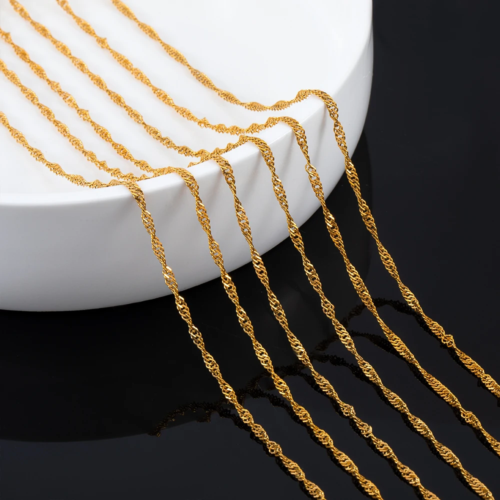 1 متر الفولاذ المقاوم للصدأ 2 مللي متر تموج الماء سلسلة رقيقة ل عقد دي اي واي سوار الجسم سلسلة زي صنع المجوهرات