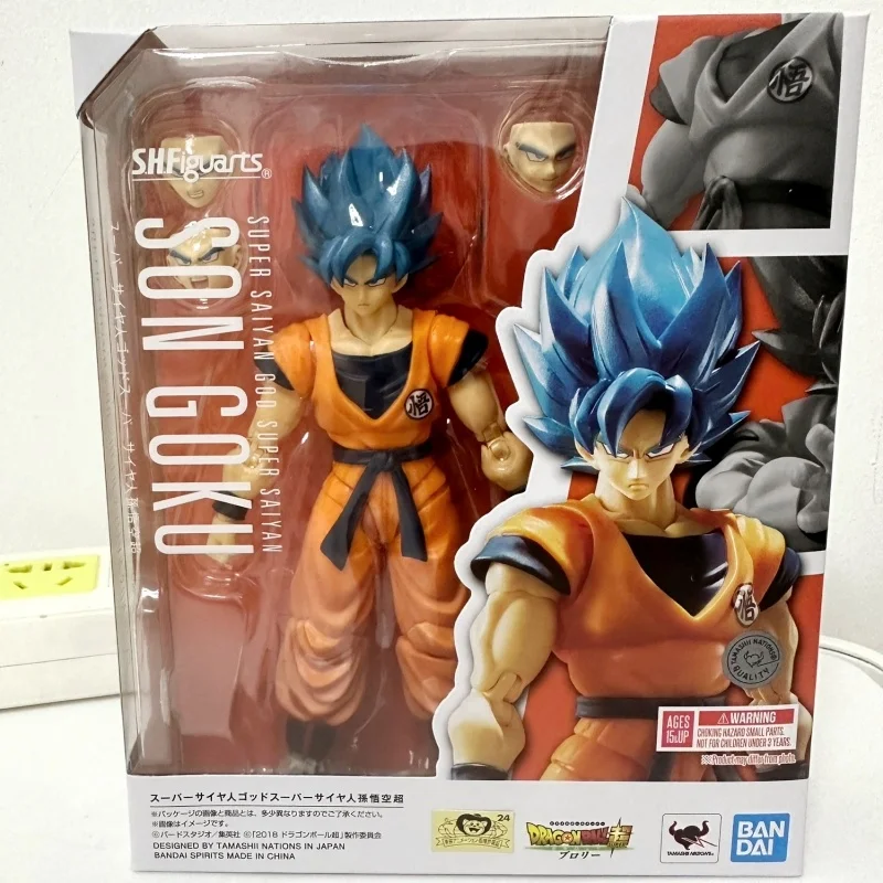 

Bandai Original Shfiguarts Dragon Ball Super Saiyan God Super Saiyan Blue Hair Son Gokou Anime Action Figure Doll Toys