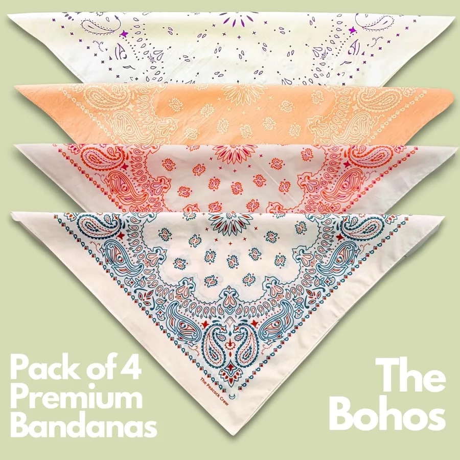 حزمة عصابات أنيقة من القطن الناعم الفاخر مقاس 22 × 22 بوصة للرجال والنساء مثالية لتصفيف الأزياء في الهواء الطلق