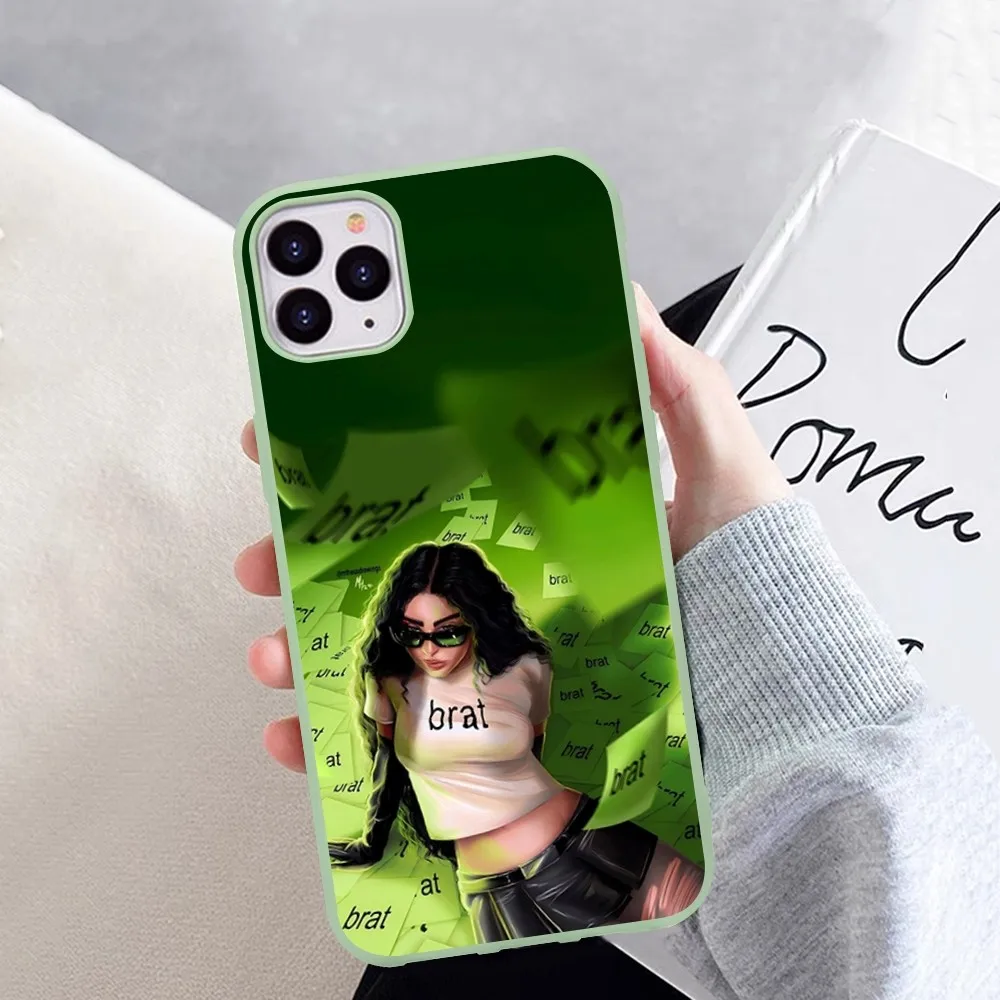 B-Brat C-Charli XCX Phone Case for iPhone 14 11 12 13 Mini Pro Xs Max 8 7 6 6S Plus X XR Solid Candy Color Case