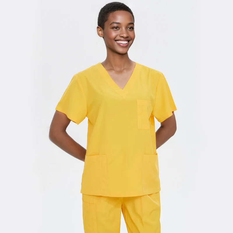 폴리 에스터 여성 간호사 스크럽 세트 의료 유니폼 병원 의사 복장 치과 진료소 스크럽 세트 미용실 의류 S2103