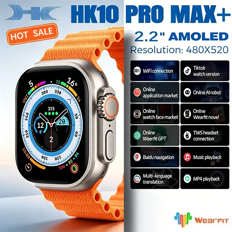

HK10 Pro Max+ AMOLED Smart Watch Ultra AI Sports Fitness Tracker Bluetooth Call Women Men Smartwatch ﻿