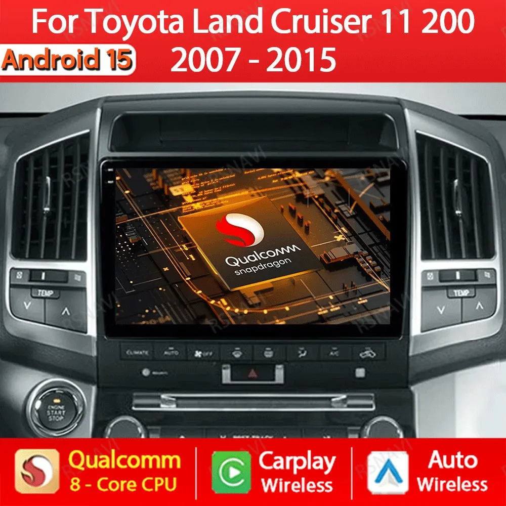 

Android 15 Wireless Carplay Auto For Toyota Land Cruiser 11 LC 200 2008 - 2013 Car Radio Head Unit Multimedia Video Player QLED