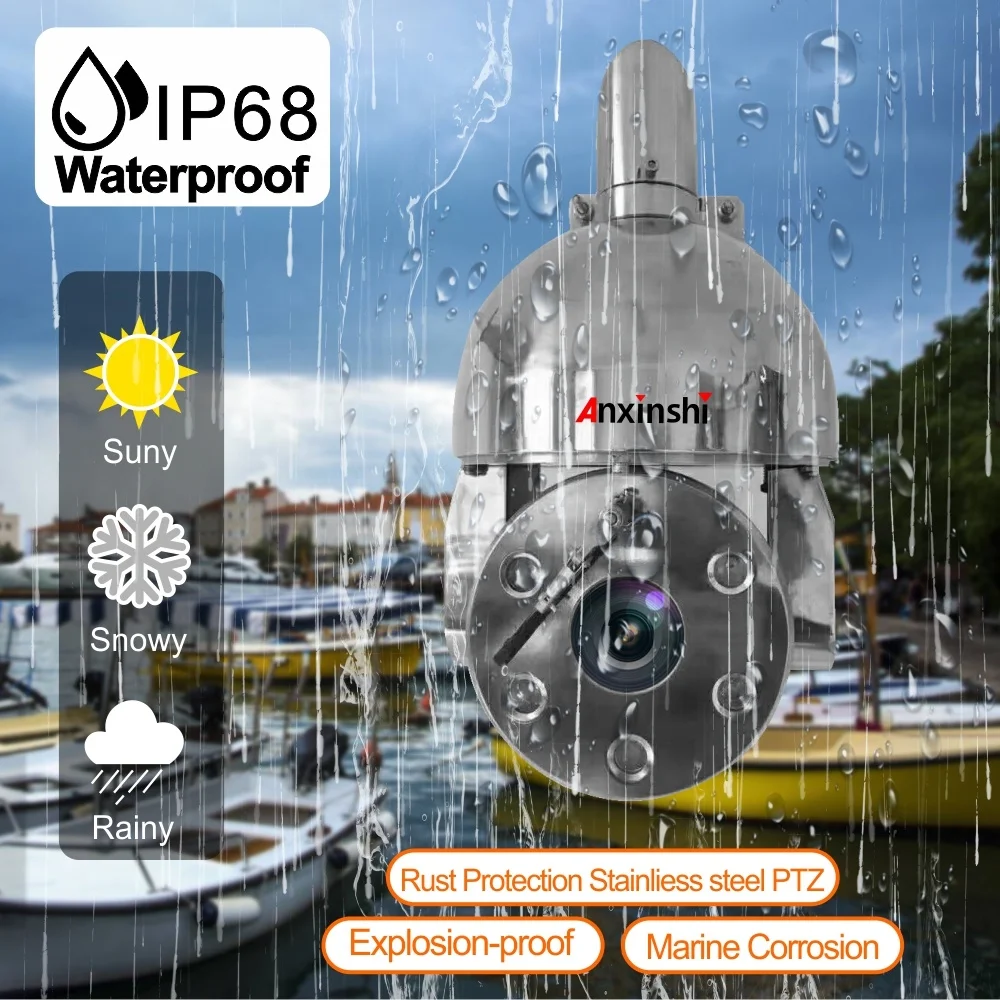 Kamera Dome Kecepatan Tinggi Anxinshi 25x Zoom 2MP HD IP Deteksi Cerdas Kamera Ptz Baja Tahan Karat Kamera CCTV