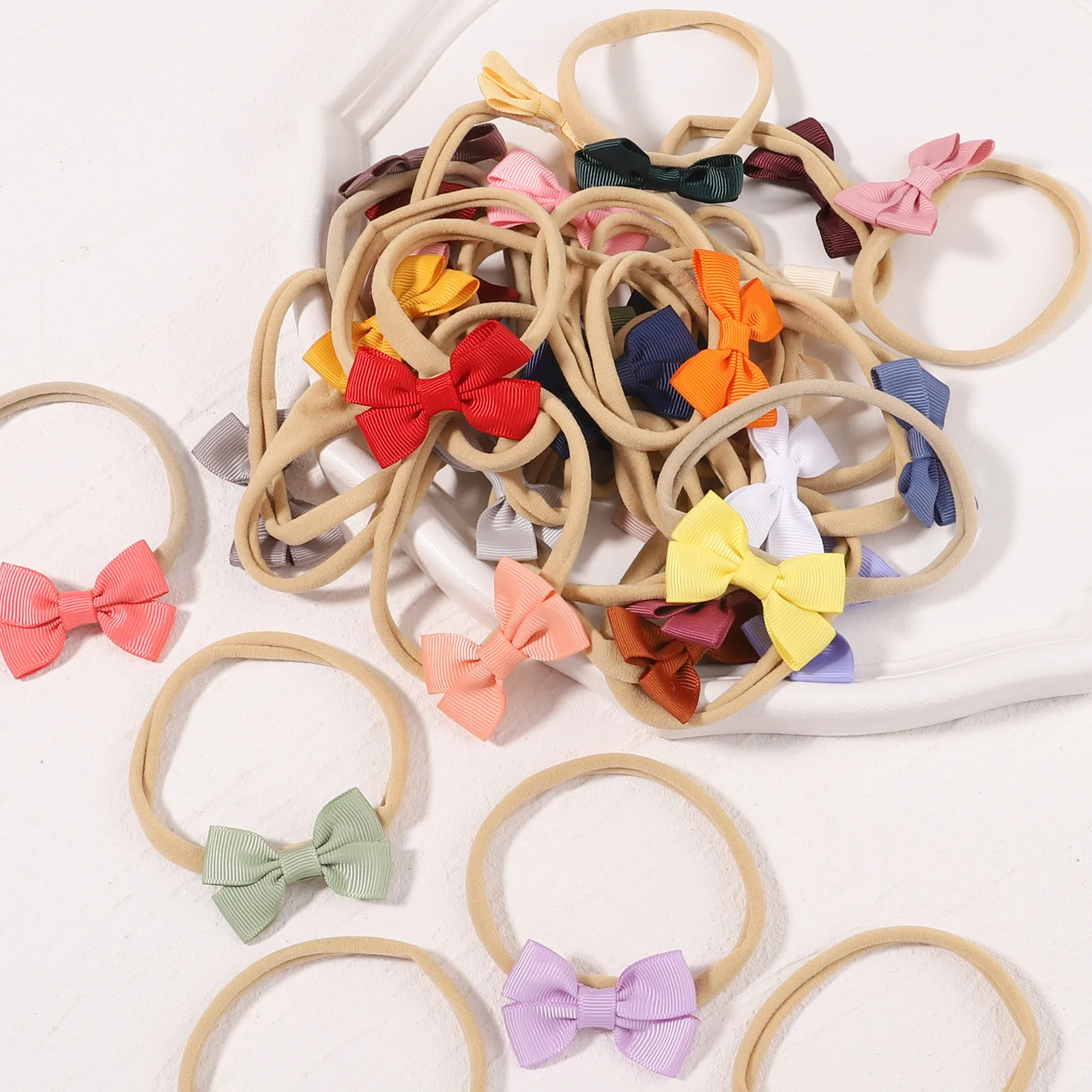 

120pc/lot New 2.1" Grosgrain Ribbon Hair Bow Headband Baby Nylon Bows Headbands For Children Girls Bow Hair clips Kids Hairpins