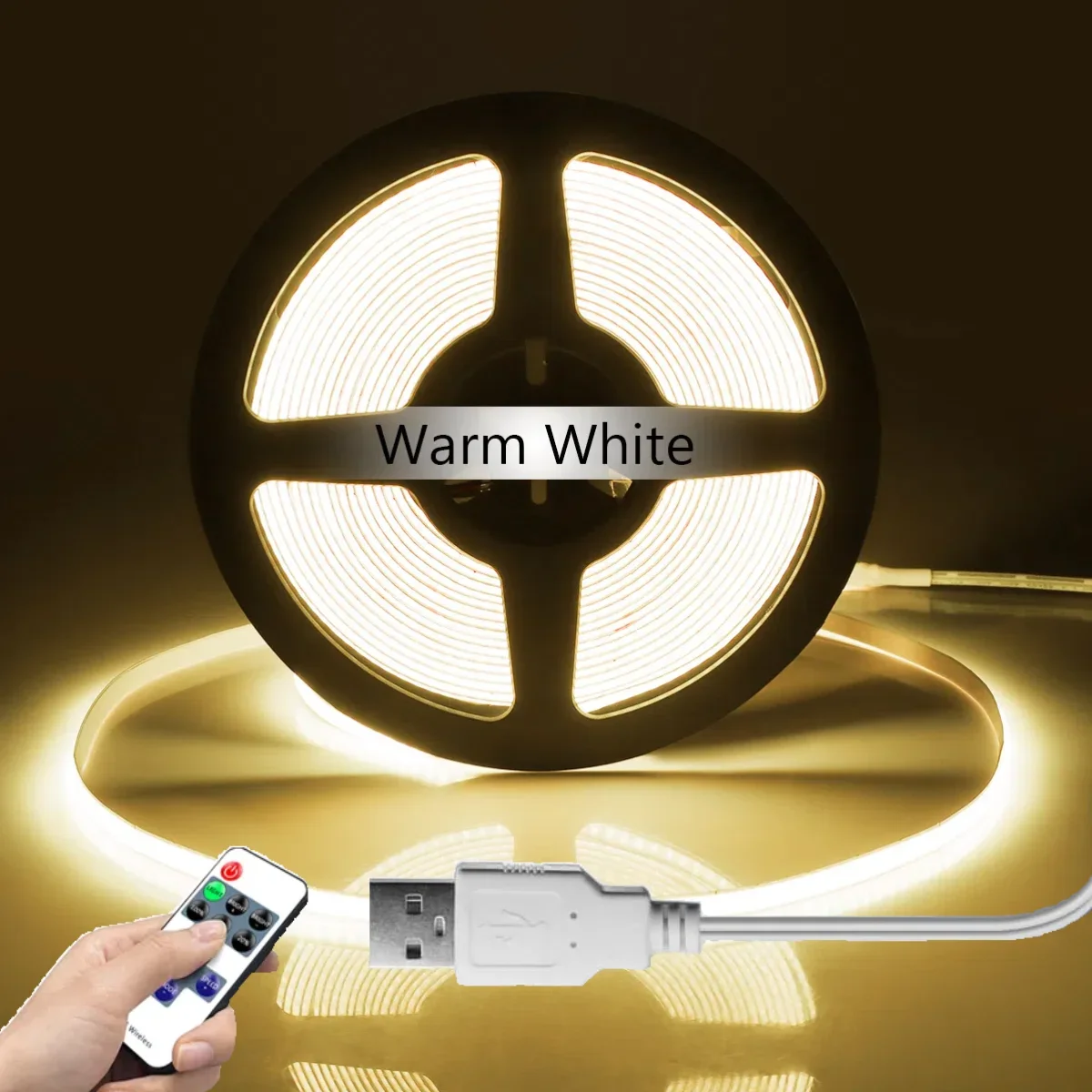 USB 5 فولت COB قطاع ضوء 320 المصابيح/م عالية الكثافة RA90 مع 11 مفاتيح RF تحكم عن بعد لتقوم بها بنفسك كوتابل لإضاءة غرفة نوم المطبخ