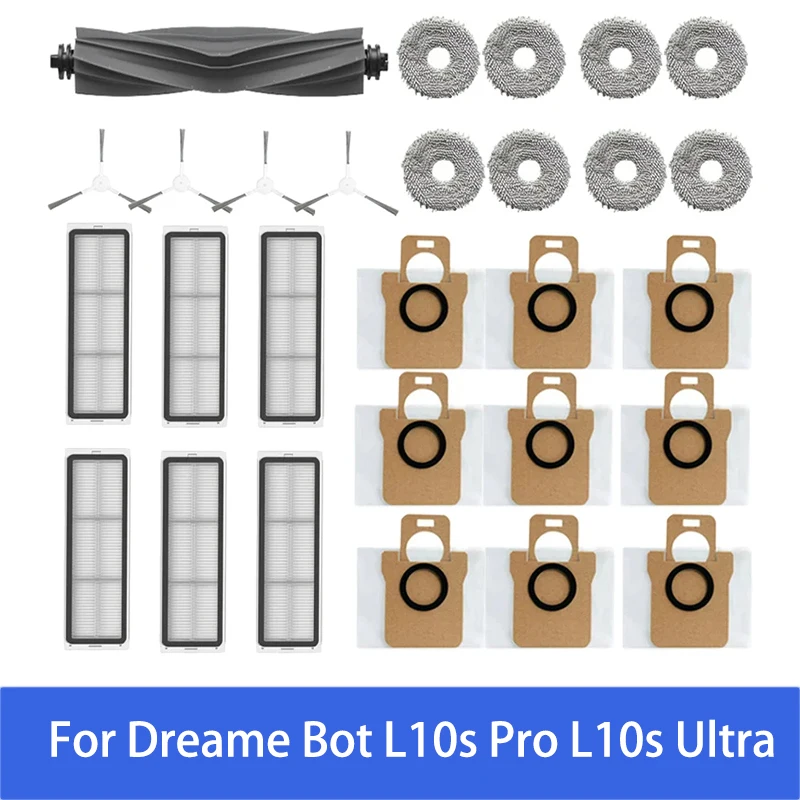 For Dreame Bot L10s Pro L10s Ultra Robot Vacuum Cleaner Spare Parts, Side Brush, Cover, Filter, Mop Rag, Dust Bag Optional