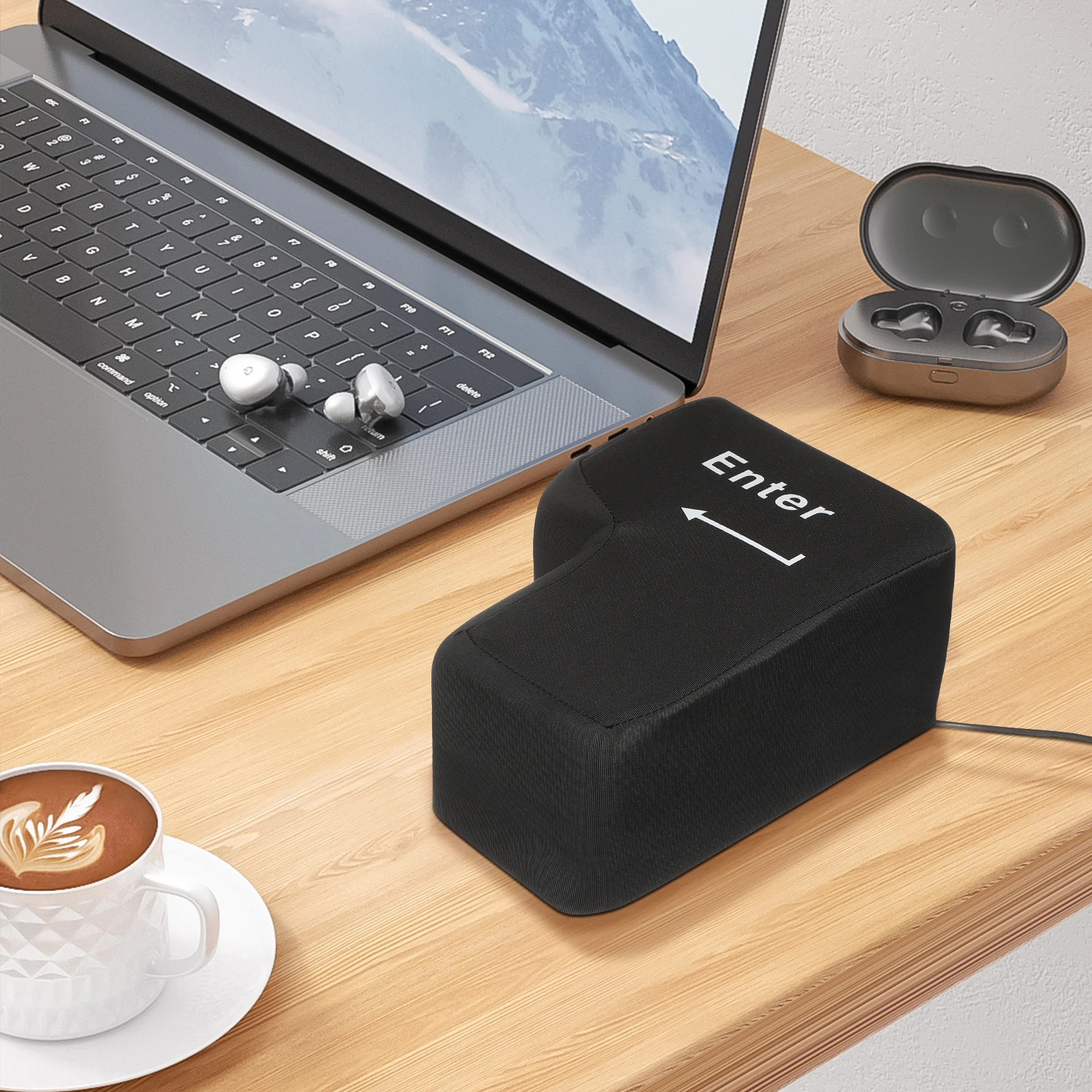 

Premium Enter Key Nap Pillow Black High Density Sponge USB Compatible Desktop Rest Pad for Workday Recharge Enter Key