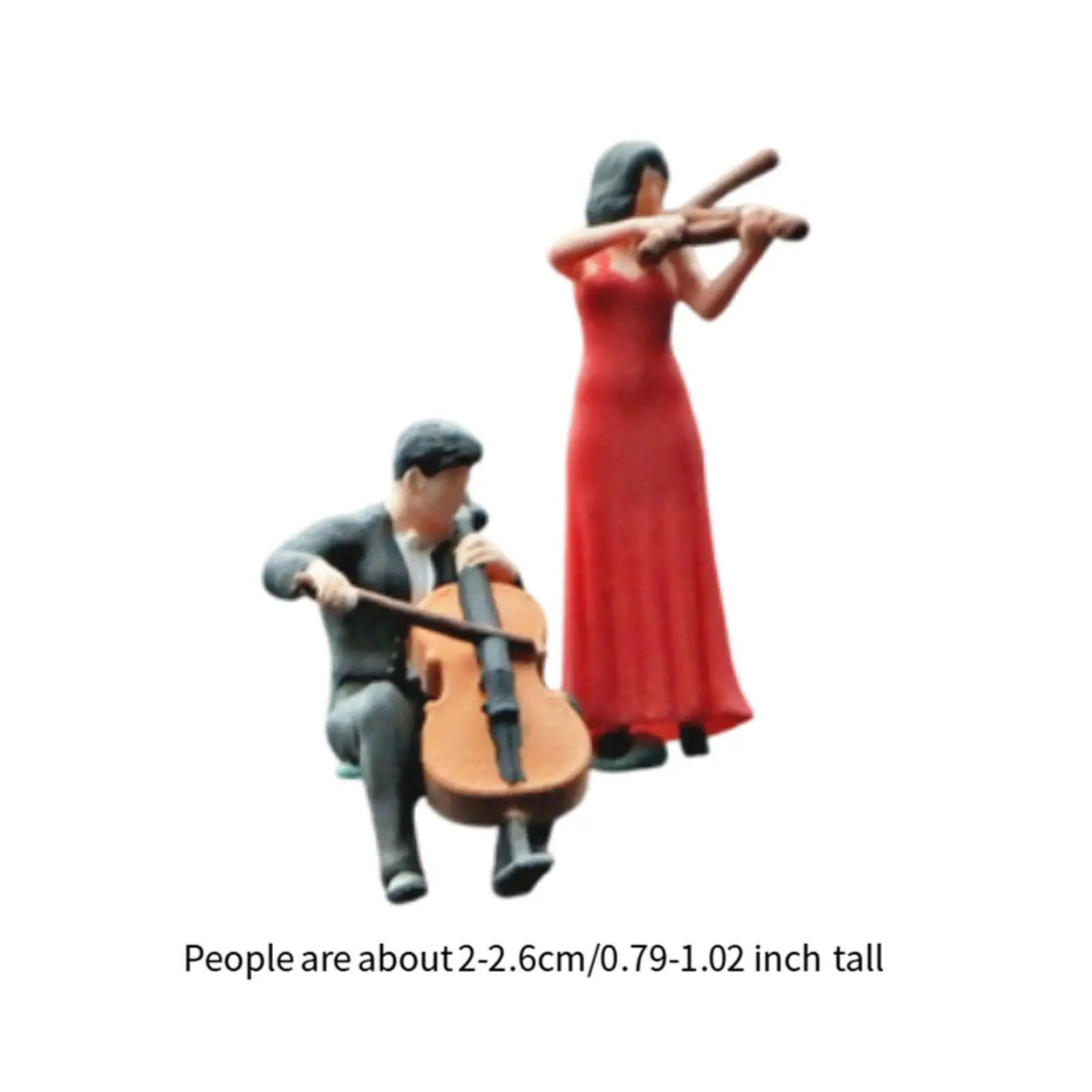 Figurines de musicien 1/64, 2 pièces, ornement de Table de sable, Diorama Miniature, figurine de violoniste pour maison de poupée, accessoires de Micro paysages
