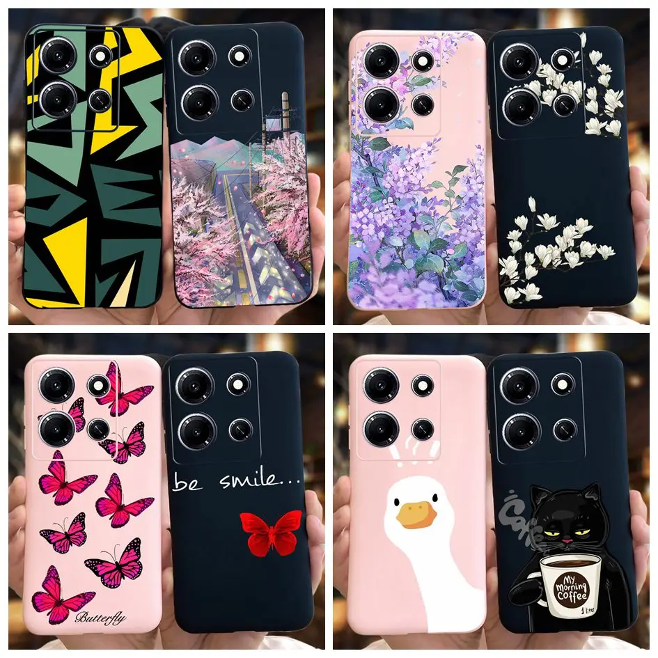 Dla Infinix Note 30i X6716 pokrowiec popularny motyl kwiat matowy Capa miękkie etui dla Infinix Note 30 Pro Note30 VIP zderzak