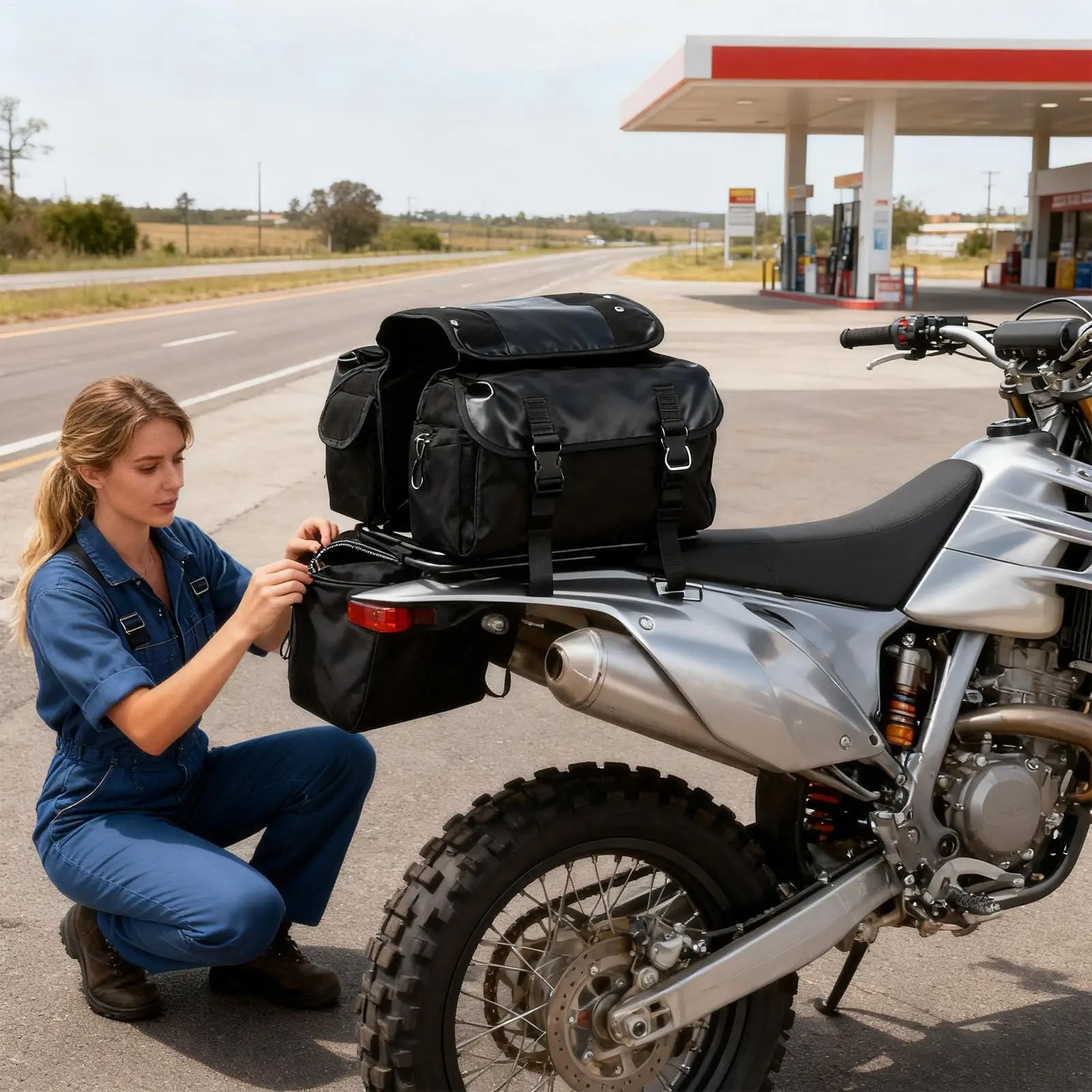 

Motorcycle Bag Waterproof Canvas Saddlebag Motorcycle Tool Bag For Motorbike Bicycle Scooter Biking Touring Commuting Travel