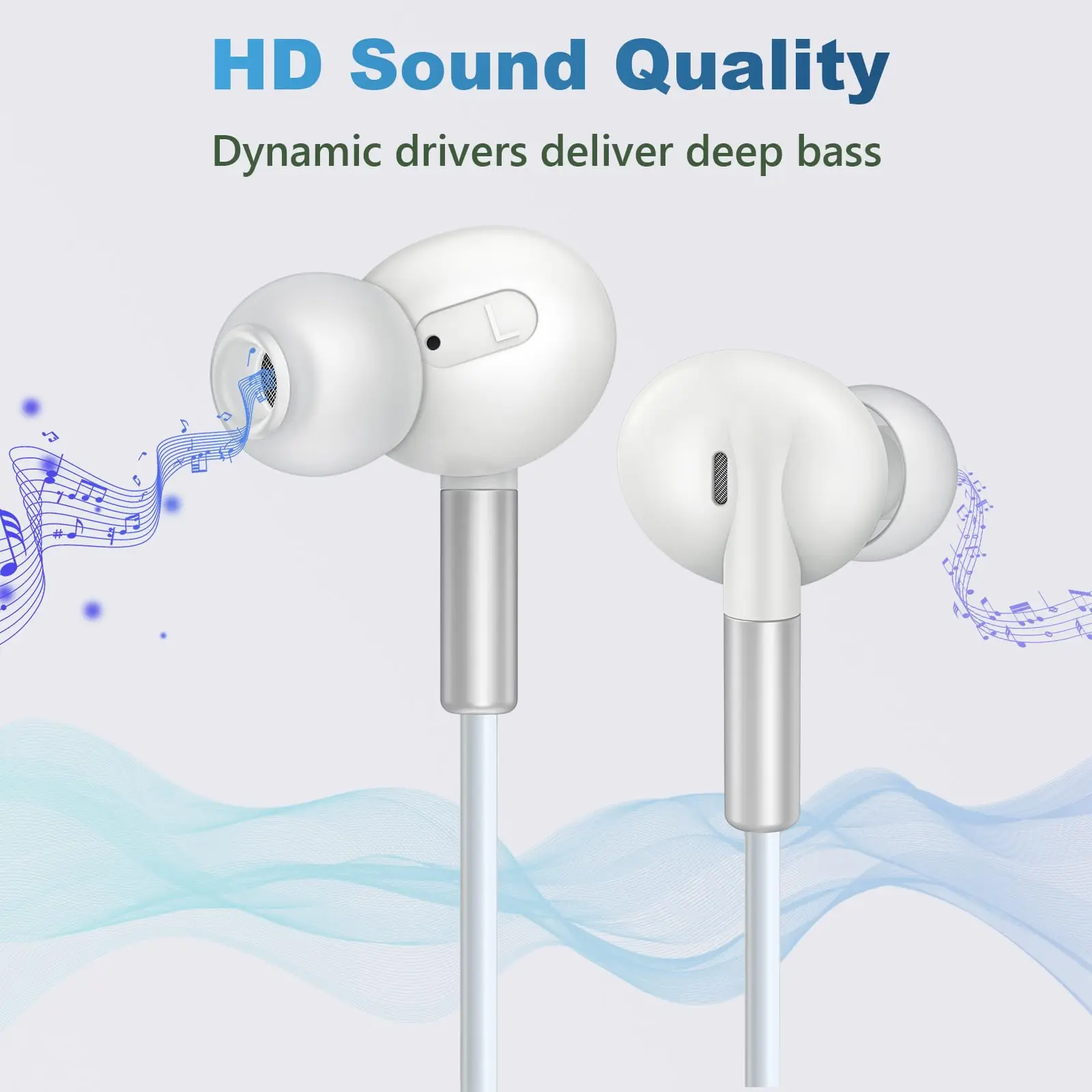 DAC Chip USB Typ C HiFi Musik Kabelgebundener Kopfhörer für iPhone 15 Pro Max Headset 3,5 mm Klinke mit Mikrofon Drahtgesteuerter Kopfhörer