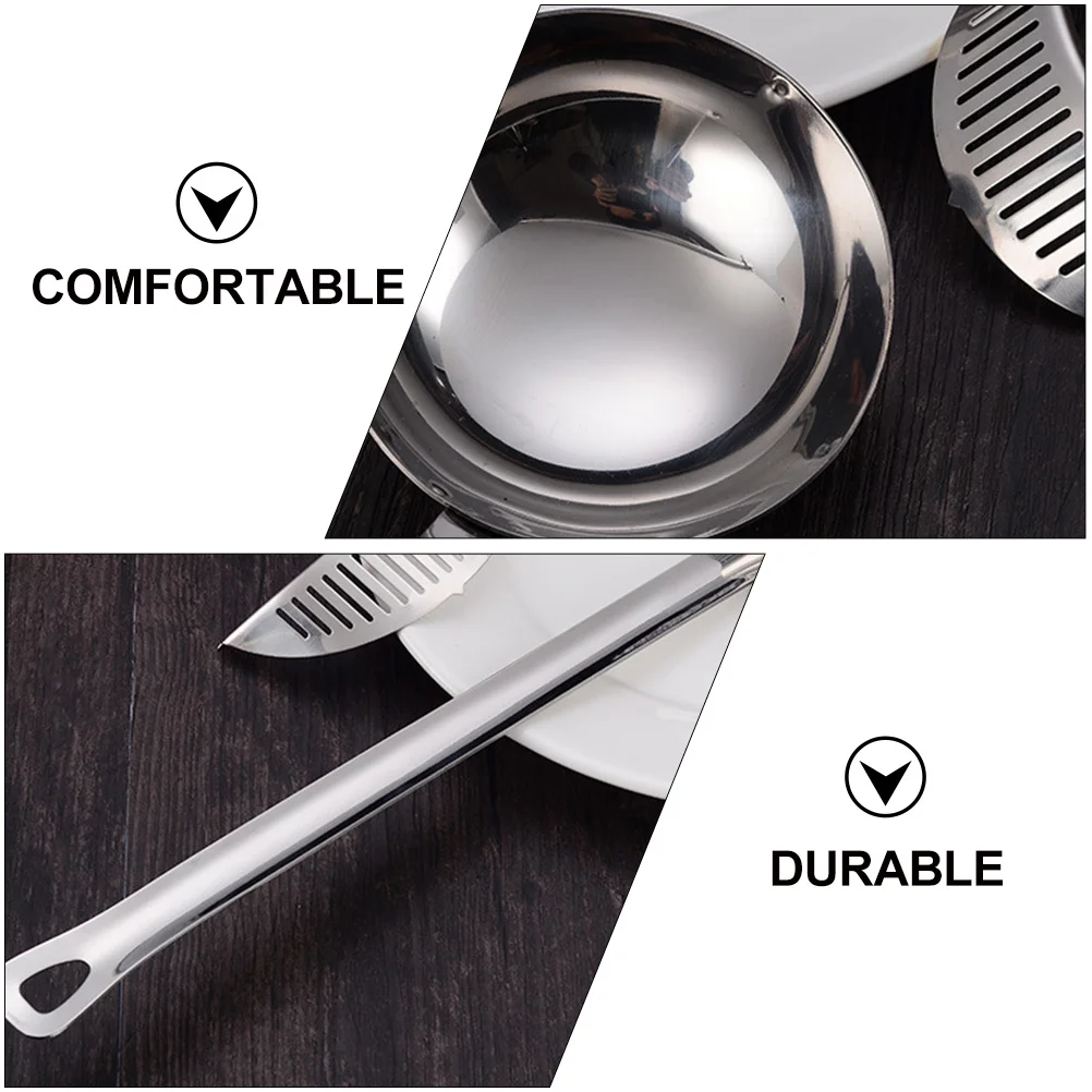 

1pc Oil Slag Filtering Ladle Stainless Steel Long Handle Soup Spoon Heat Insulated For Home Kitchen Restaurant Hot Pot
