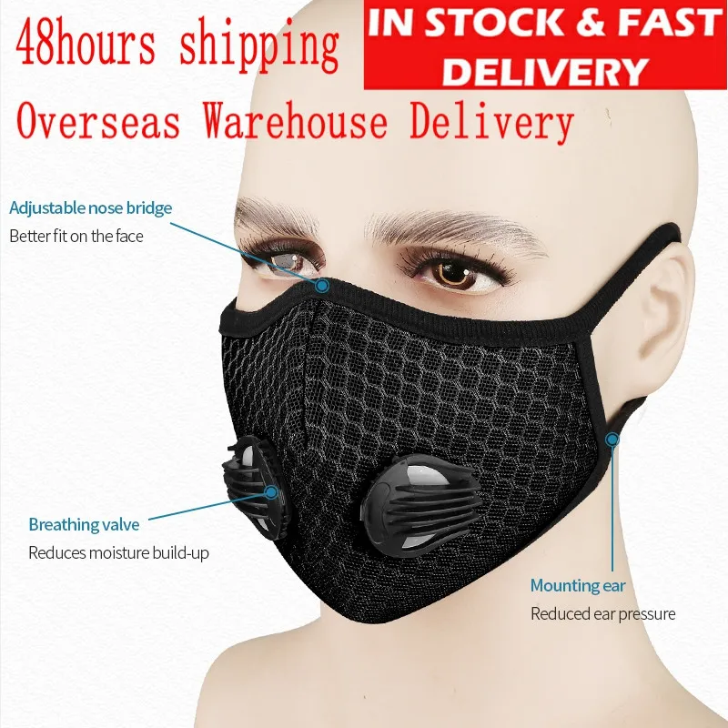 Activated Carbon Filter Face Mask Riding Running Mask Dust And Fog Protection Breathing Anti Pollution Activated PM2.5