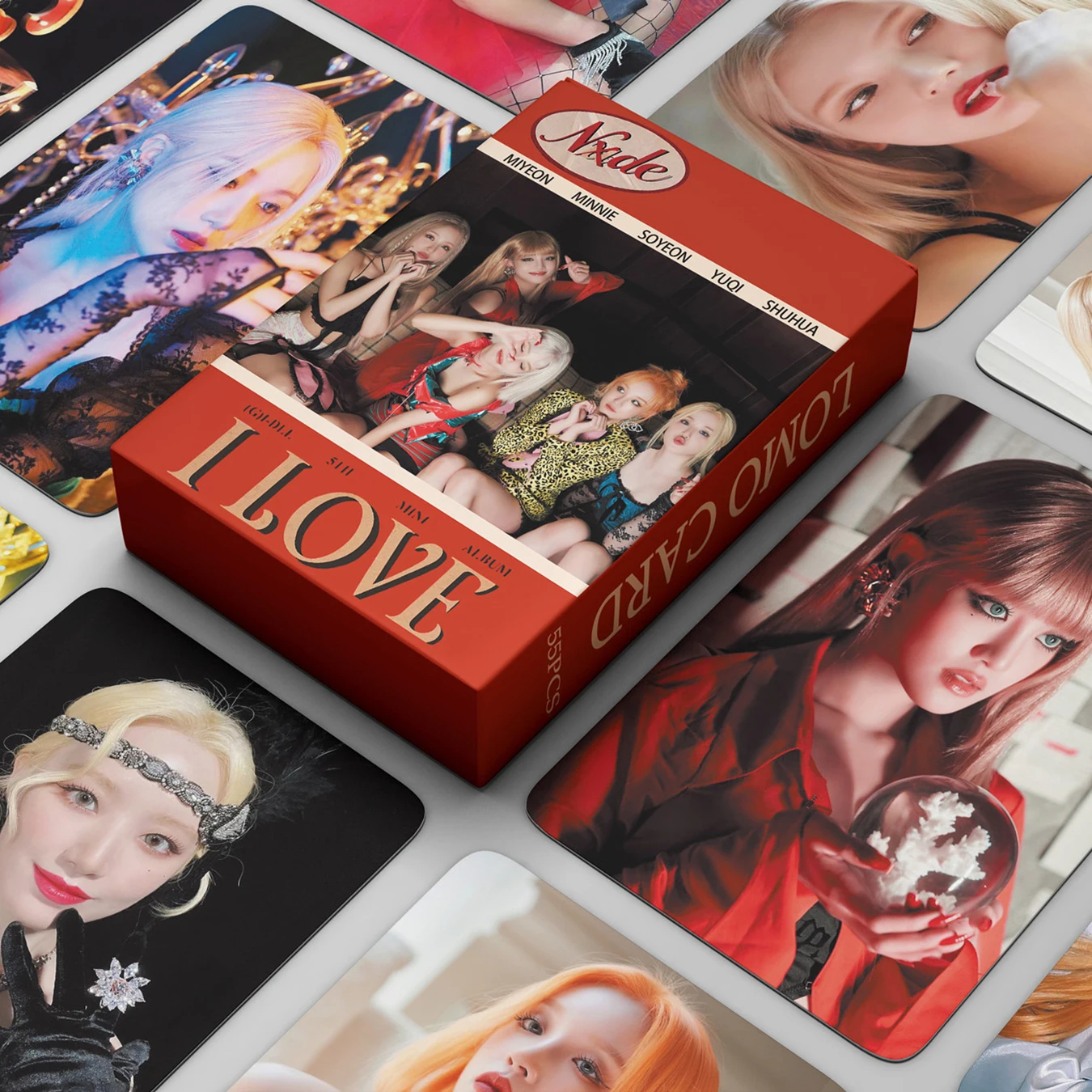 55 Stks/set Kpop Gidle Ansichtkaarten Ik Voel Koningin Lomo Kaarten (G)I-DLE Album Meisjes Ik Brand Fotokaart Ansichtkaart Fans Cadeau 2023