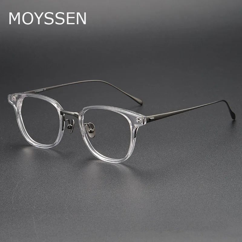 Fashion Transparent Grey Ultra Light Small Square Optical Acetate Titanium Myopia Reading Glasses Frame Teenager Man Woman Lady