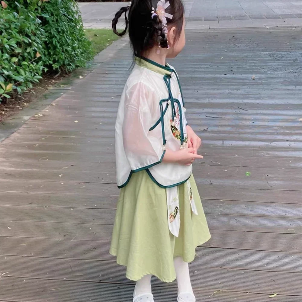 Summer Children\'s Tang Costume Performance Girl Suit Casual Baby Hanfu Traditional Chinese Clothing Boy Set Fashion Kids Outfit