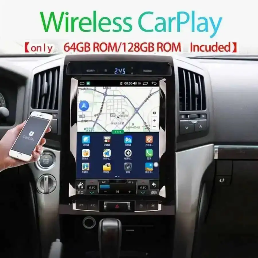 8 + 256GB GPS DSP Navi AHD شاشة 12.1 بوصة لتويوتا لاند كروزر LC200 2008-2015 أندرويد 15 سيارة الوسائط المتعددة مشغل فيديو ستيريو