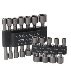 9 14pcs/set 5mm-13mm Hex SocketS Sleeve Nozzles Nut Driver Set Power Nuts Driver Socket Screwdriver Set Bits Sets Tools